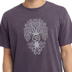 Mens Yoga Shirt Grey Bodhi Tree Pigment Dyed Tee T-Shirt