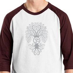 Mens Yoga Shirt Grey Bodhi Tree Raglan Tee T-Shirt