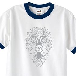 Mens Yoga Shirt Grey Bodhi Tree Ringer Tee T-Shirt