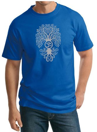Mens Yoga Shirt Grey Bodhi Tree Tall Tee T-Shirt