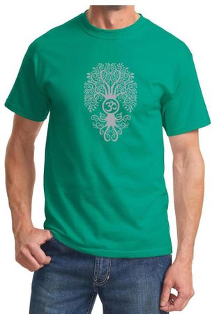 Mens Yoga Shirt Grey Bodhi Tree Tee T-Shirt