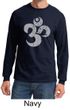 Mens Yoga Shirt Grey Distressed OM Long Sleeve Tee T-Shirt