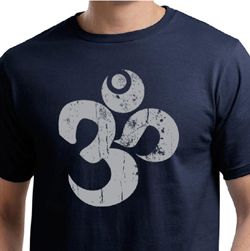 Mens Yoga Shirt Grey Distressed OM Organic Tee T-Shirt Mens Yoga Shirt Grey Distressed OM Organic Tee T-Shirt