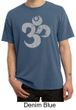 Mens Yoga Shirt Grey Distressed OM Pigment Dyed Tee T-Shirt