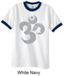 Mens Yoga Shirt Grey Distressed OM Ringer Tee T-Shirt