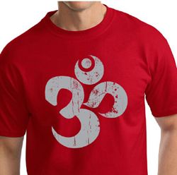 Mens Yoga Shirt Grey Distressed OM Tall Tee T-Shirt Mens Yoga Shirt Grey Distressed OM Tall Tee T-Shirt