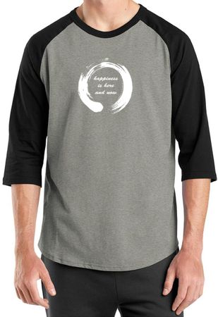 Mens Yoga Shirt Enso Happiness Raglan Tee T-Shirt