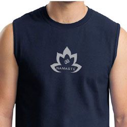 Mens Yoga Shirt Grey Namaste Lotus Muscle Tee T-Shirt