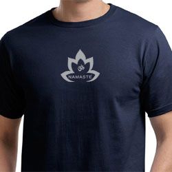 Mens Yoga Shirt Grey Namaste Lotus Organic Tee T-Shirt
