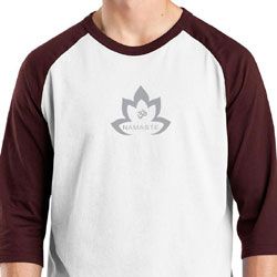 Mens Yoga Shirt Grey Namaste Lotus Raglan Tee T-Shirt
