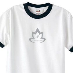Mens Yoga Shirt Grey Namaste Lotus Ringer Tee T-Shirt