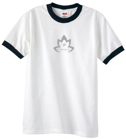Mens Yoga Shirt Grey Namaste Lotus Ringer Tee T-Shirt