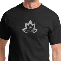 Mens Yoga Shirt Grey Namaste Lotus Tee T-Shirt