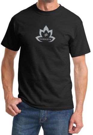 Mens Yoga Shirt Grey Namaste Lotus Tee T-Shirt