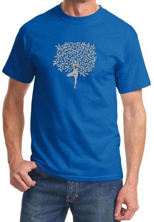 Mens Yoga Shirt Grey Tree Pose Tee T-Shirt