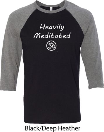 Mens Yoga Shirt Heavily Meditated with OM Raglan Shirt