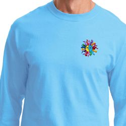 Mens Yoga Shirt Hippie Sun Patch Pocket Print Long Sleeve Tee T-Shirt Mens Yoga Shirt Hippie Sun Patch Pocket Print Long Sleeve Tee T-Shirt