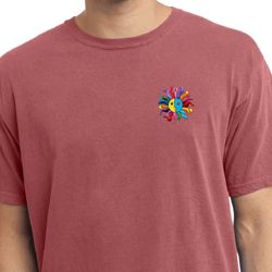 Mens Yoga Shirt Hippie Sun Patch Pocket Print Pigment Dyed Tee T-Shirt Mens Yoga Shirt Hippie Sun Patch Pocket Print Pigment Dyed Tee T-Shirt