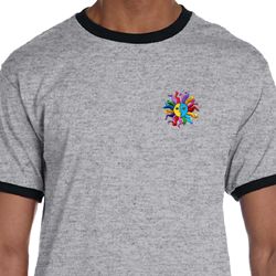Mens Yoga Shirt Hippie Sun Patch Pocket Print Ringer Tee T-Shirt Mens Yoga Shirt Hippie Sun Patch Pocket Print Ringer Tee T-Shirt