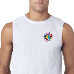 Mens Yoga Shirt Hippie Sun Patch Pocket Print Sleeveless Tee T-Shirt Mens Yoga Shirt Hippie Sun Patch Pocket Print Sleeveless Tee T-Shirt