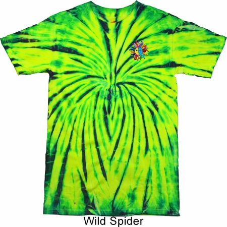Mens Yoga Shirt Hippie Sun Patch Pocket Print Tie Dye Tee T-shirt
