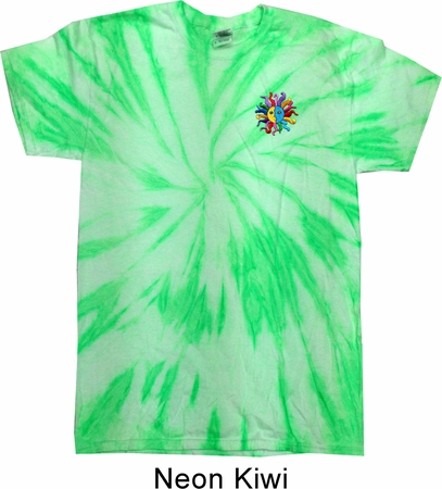 Mens Yoga Shirt Hippie Sun Patch Pocket Print Twist Tie Dye Tee