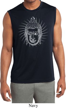 Mens Yoga Shirt Iconic Buddha Sleeveless Moisture Wicking Tee