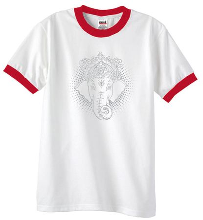 Mens Yoga Shirt Iconic Ganesha Ringer Tee T-Shirt