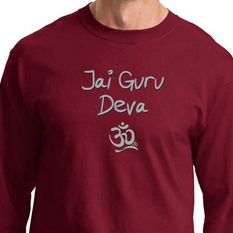 Mens Yoga Shirt Jai Guru Deva Long Sleeve Tee T-Shirt