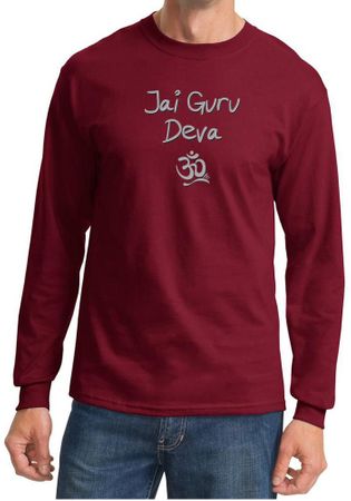 Mens Yoga Shirt Jai Guru Deva Long Sleeve Tee T-Shirt