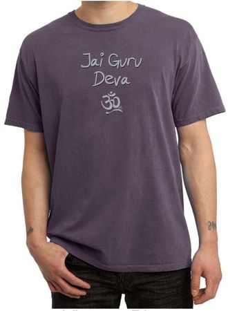 Mens Yoga Shirt Jai Guru Deva Pigment Dyed Tee T-Shirt