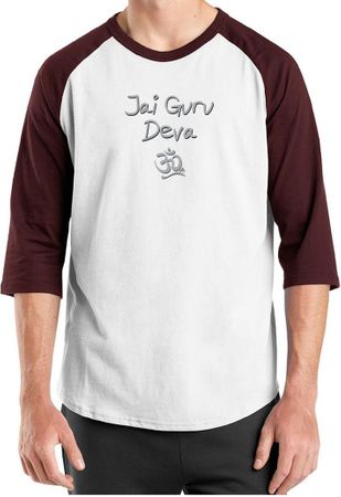 Mens Yoga Shirt Jai Guru Deva Raglan Tee T-Shirt