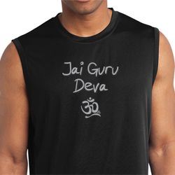 Mens Yoga Shirt Jai Guru Deva Sleeveless Moisture Wicking Tee T-Shirt