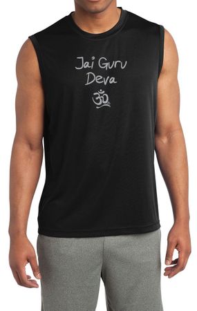 Mens Yoga Shirt Jai Guru Deva Sleeveless Moisture Wicking Tee T-Shirt