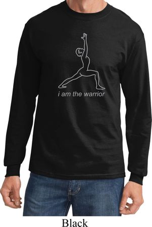 Mens Yoga Shirt Line Warrior Long Sleeve Tee T-Shirt