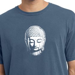 Mens Yoga Shirt Little Buddha Head Pigment Dyed Tee T-Shirt