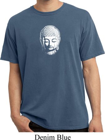 Mens Yoga Shirt Little Buddha Head Pigment Dyed Tee T-Shirt