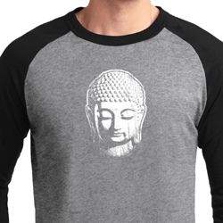 Mens Yoga Shirt Little Buddha Head Raglan Tee T-Shirt