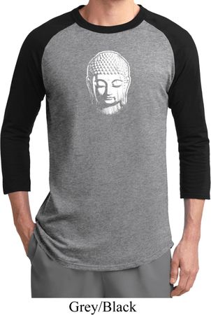Mens Yoga Shirt Little Buddha Head Raglan Tee T-Shirt