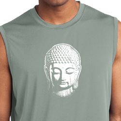 Mens Yoga Shirt Little Buddha Head Sleeveless Moisture Wicking Tee