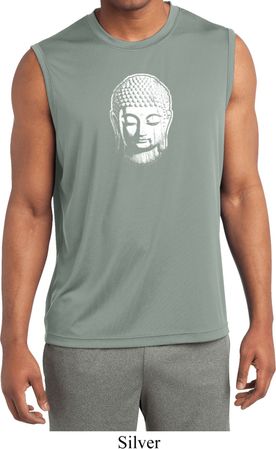 Mens Yoga Shirt Little Buddha Head Sleeveless Moisture Wicking Tee