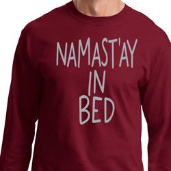 Mens Yoga Shirt Namastay In Bed Long Sleeve Tee T-Shirt