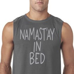Mens Yoga Shirt Namastay In Bed Sleeveless Tee T-Shirt
