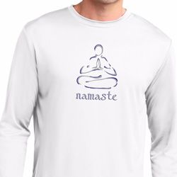 Mens Yoga Shirt Namaste Lotus Pose Dry Wicking Long Sleeve T-Shirt