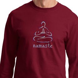 Mens Yoga Shirt Namaste Lotus Pose Long Sleeve Tee T-Shirt
