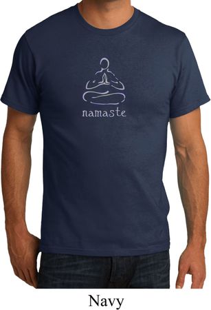 Mens Yoga Shirt Namaste Lotus Pose Organic Tee T-Shirt