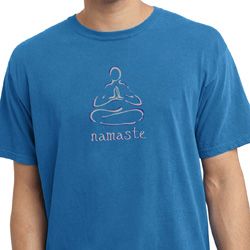 Mens Yoga Shirt Namaste Lotus Pose Pigment Dyed Tee T-Shirt