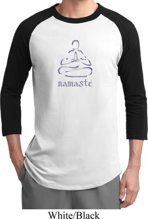 Mens Yoga Shirt Namaste Lotus Pose Raglan Tee T-Shirt
