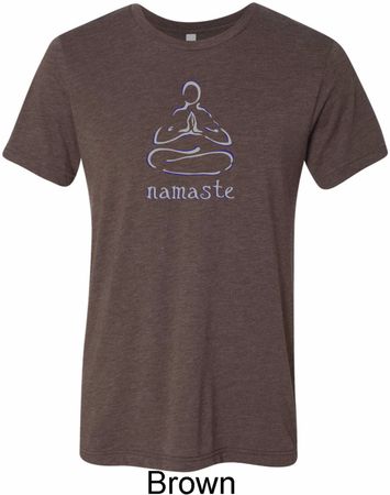 Mens Yoga Shirt Namaste Lotus Pose Tri Blend Crewneck Tee T-Shirt