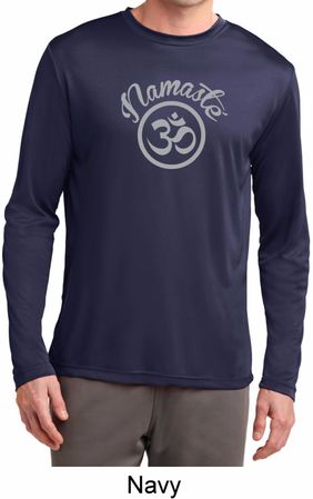 Mens Yoga Shirt Namaste Om Dry Wicking Long Sleeve